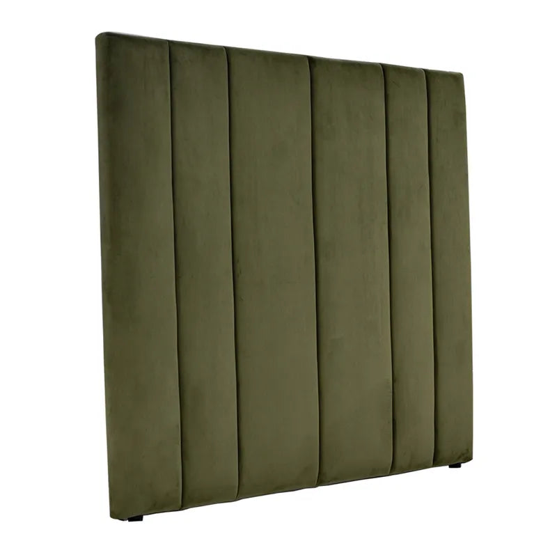 Green upholstered headboard on a white background