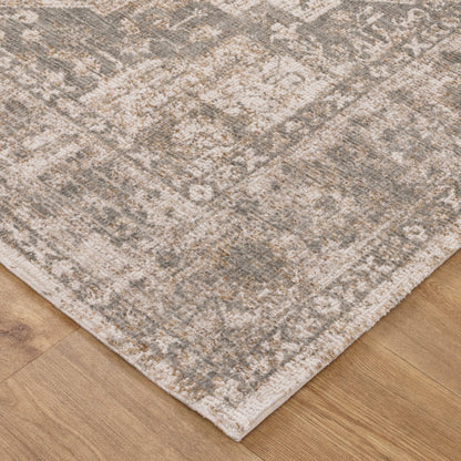 Solenne Cream & Olive Distressed Medallion Vintage Rug - S600