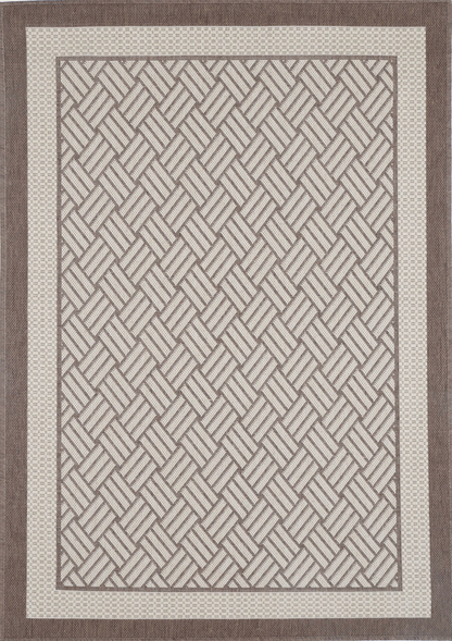 Sisalo | Geometric Ikat Bordered Rug - Beige