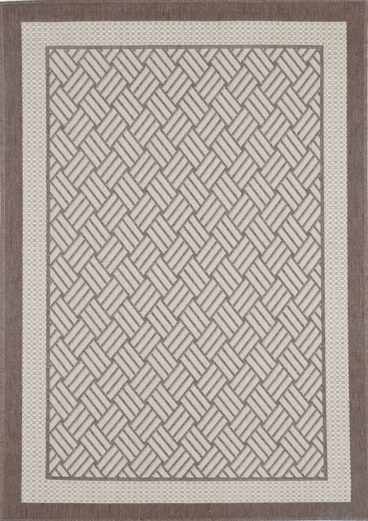 Sisalo | Geometric Ikat Bordered Rug - Beige