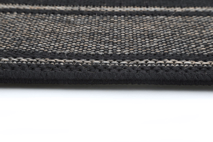 Sisalo | Bordered Line Pattern Rug - Black