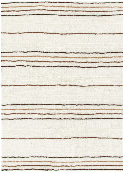 Highlands Beige Stripe Washable Wool Rug
