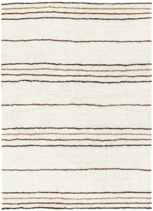 Highlands Beige Stripe Washable Wool Rug