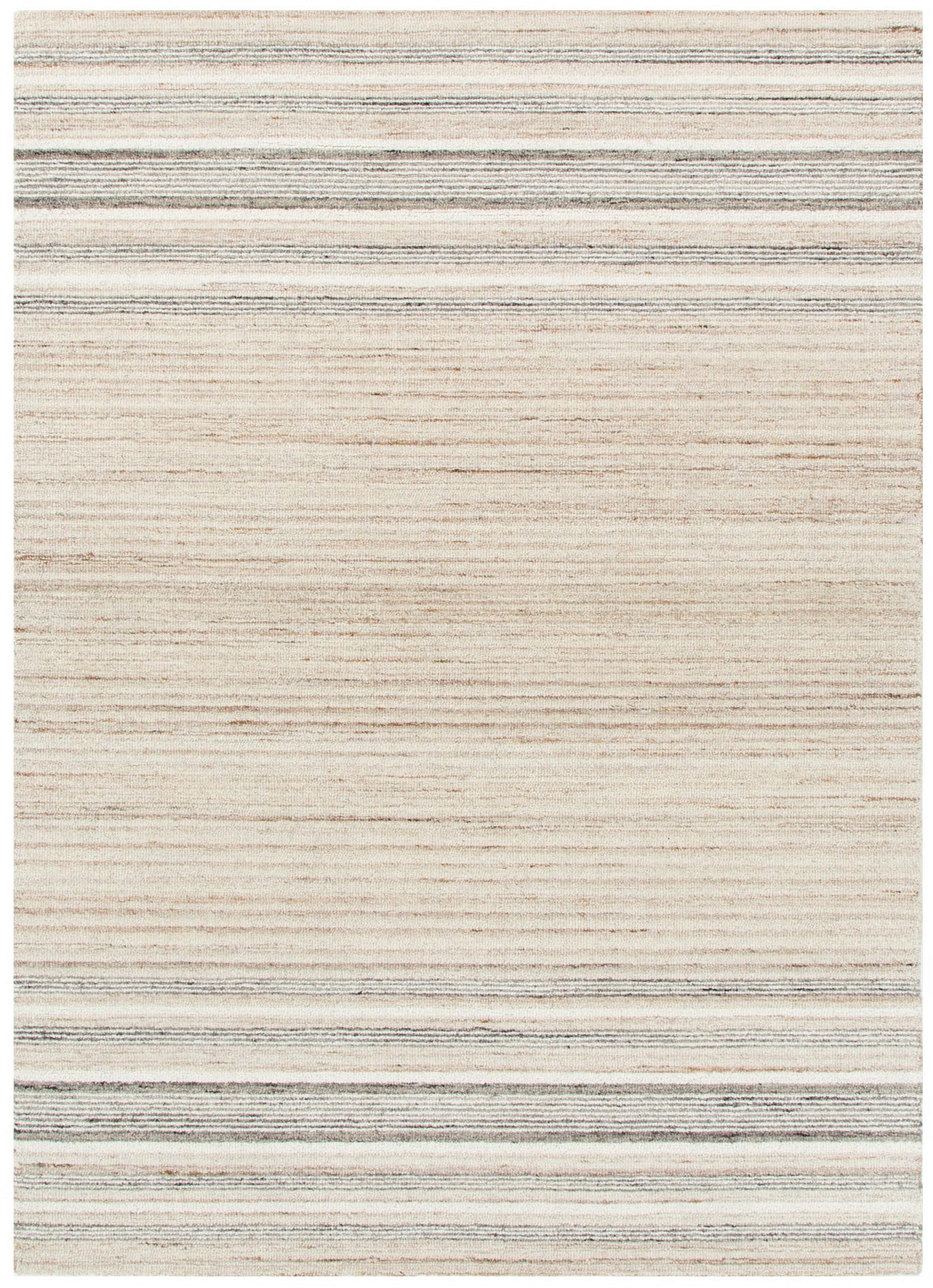 Praia Multi Stripe Beige Grey Wool Rug