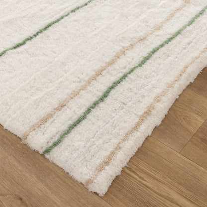 Highlands Olive Stripe Washable Wool Rug