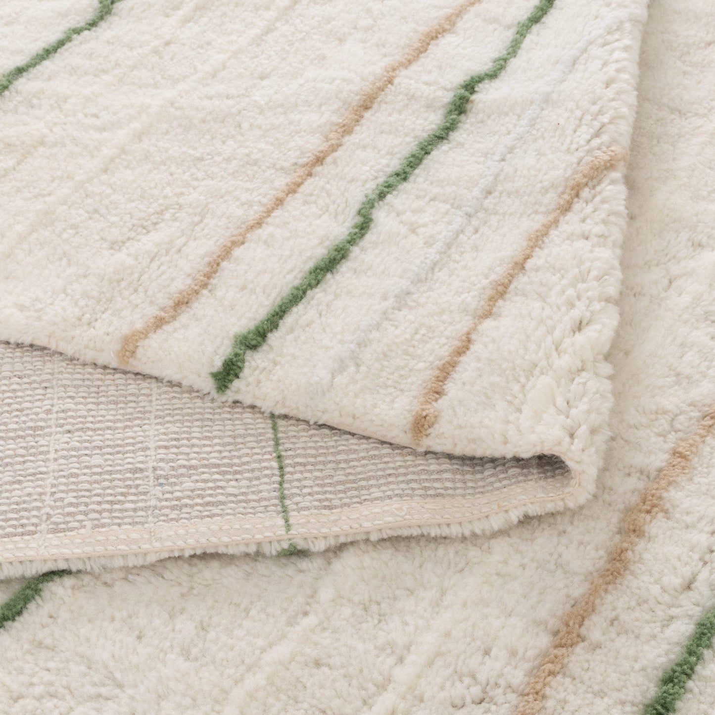 Highlands Olive Stripe Washable Wool Rug