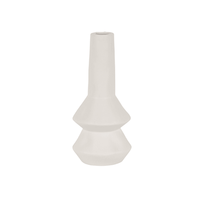 Sonda | Geometric Porcelain Vase Ivory White - Mirra Interiors