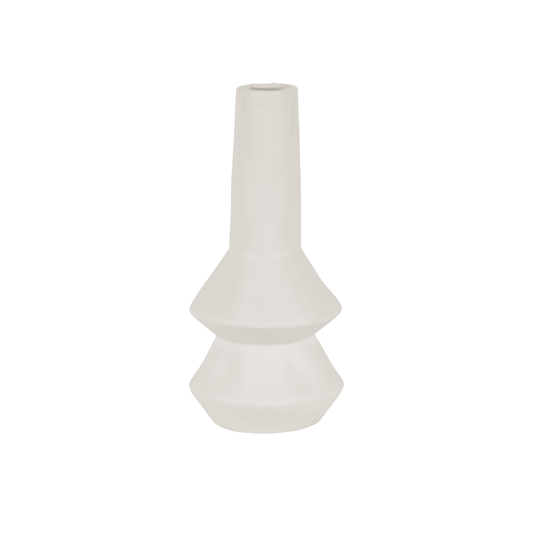 Sonda | Geometric Porcelain Vase Ivory White - Mirra Interiors
