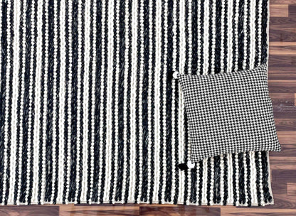Saanvi | Stripe Wool Rug Carbon - Mirra Interiors