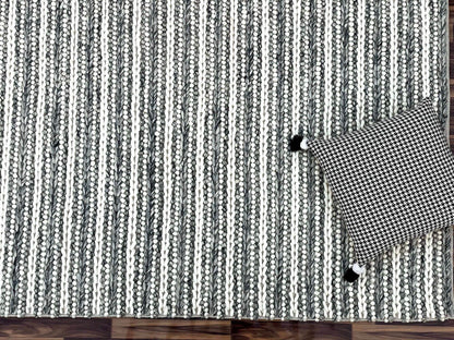 Saanvi | Stripe Wool Rug Grey - Mirra Interiors