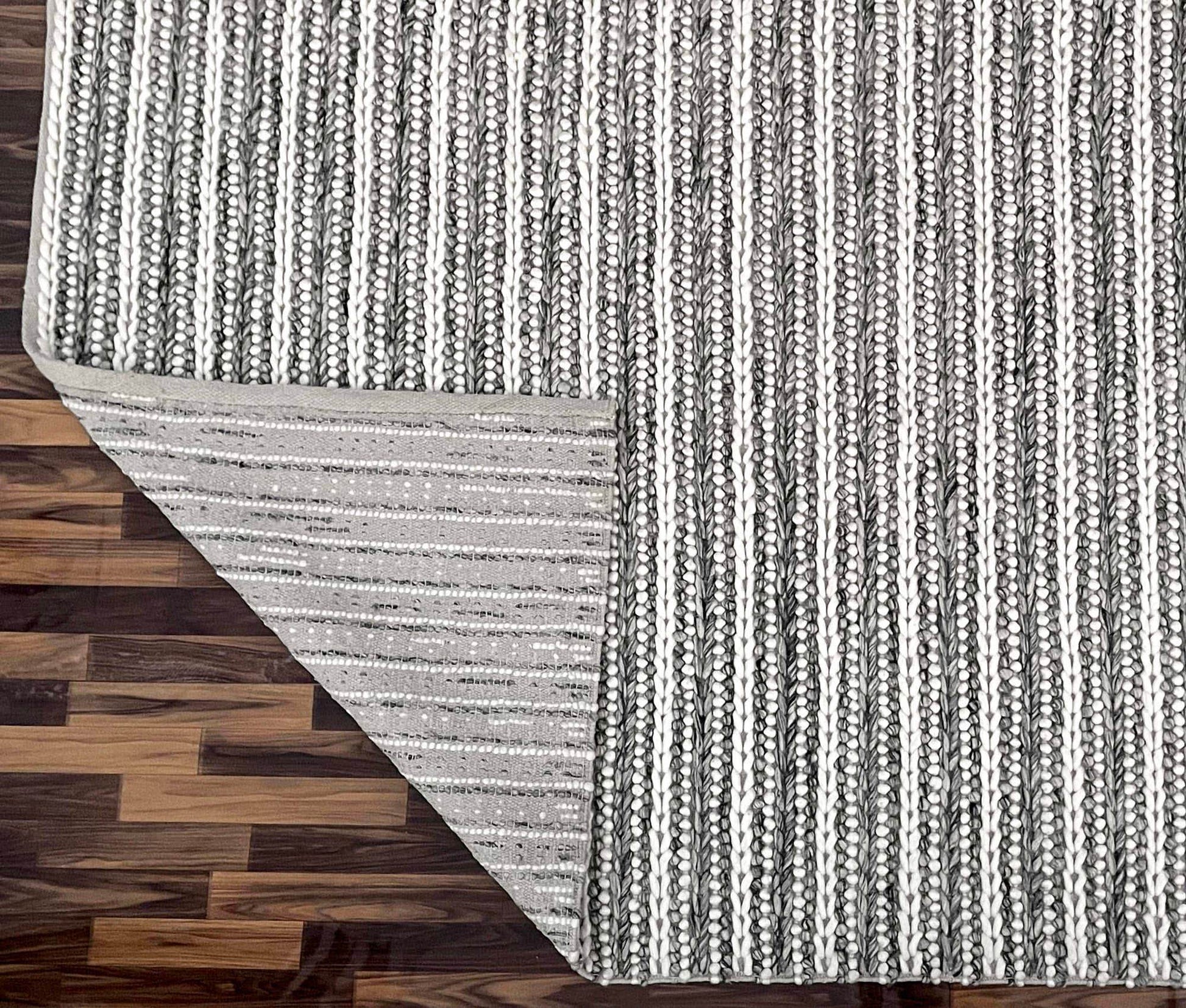 Saanvi | Stripe Wool Rug Grey - Mirra Interiors