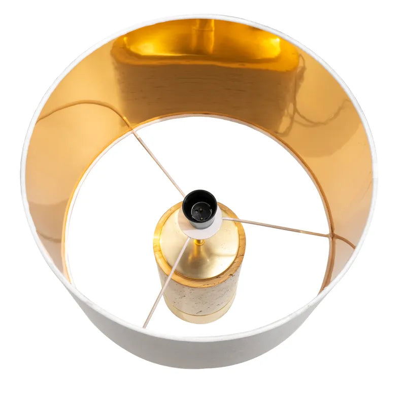 Pablo | Travertine Table Lamp - Natural (White Shade)