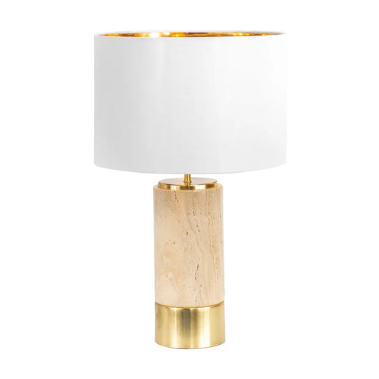 Pablo | Travertine Table Lamp - Natural (White Shade)