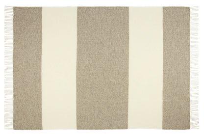 Ellery | 100% New Zealand Wool Throw Rug - Beige (Stripe)