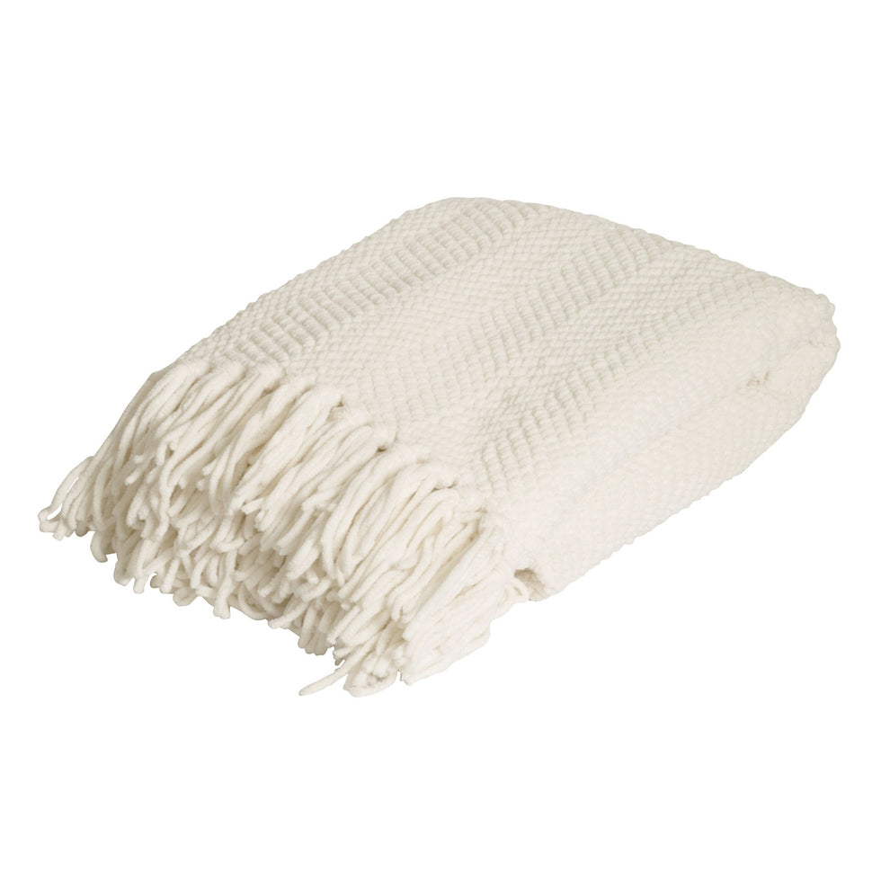 Harlow Ivory Chevron Knit Throw Rug Blanket | Mirra Interiors