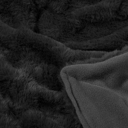 Nico | Soft Reversible Faux Fur Throw Rug - Black