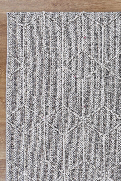 Vanuatu | Totori Geometric Flatweave Rug - Ash Grey