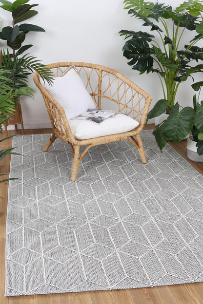 Vanuatu | Totori Geometric Flatweave Rug - Ash Grey