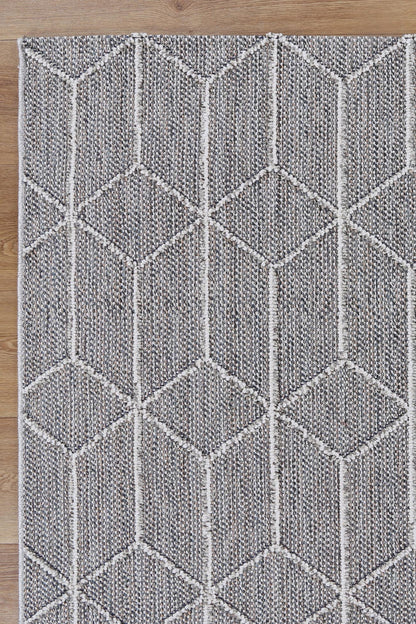 Vanuatu | Sikua Geometric Flatweave Rug - Grey