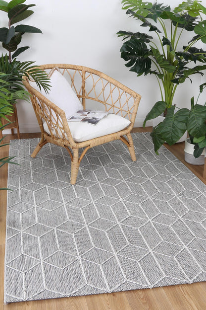 Vanuatu | Sikua Geometric Flatweave Rug - Grey