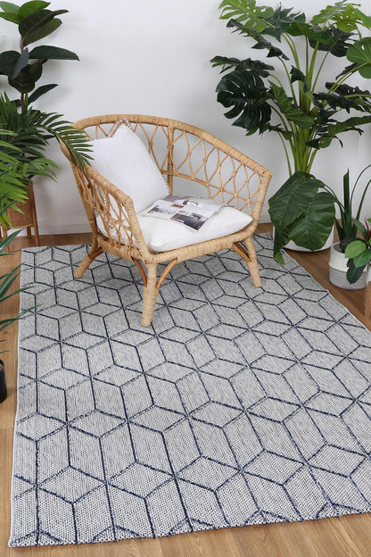 Vanuatu Greenslade | Geometric Flatweave Rug - Charcoal