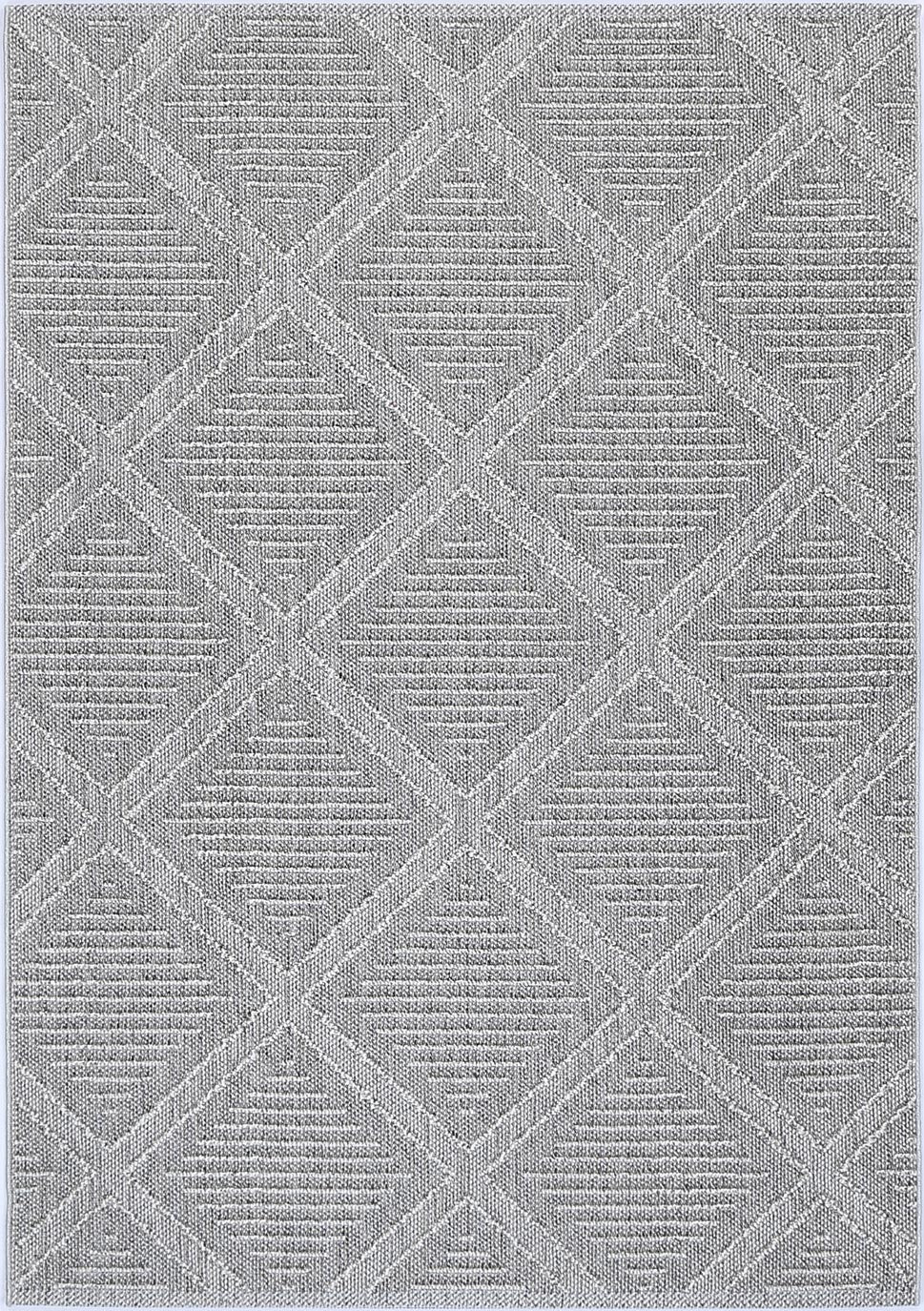 Vanuatu | Vouza Geometric Flatweave Rug - Grey