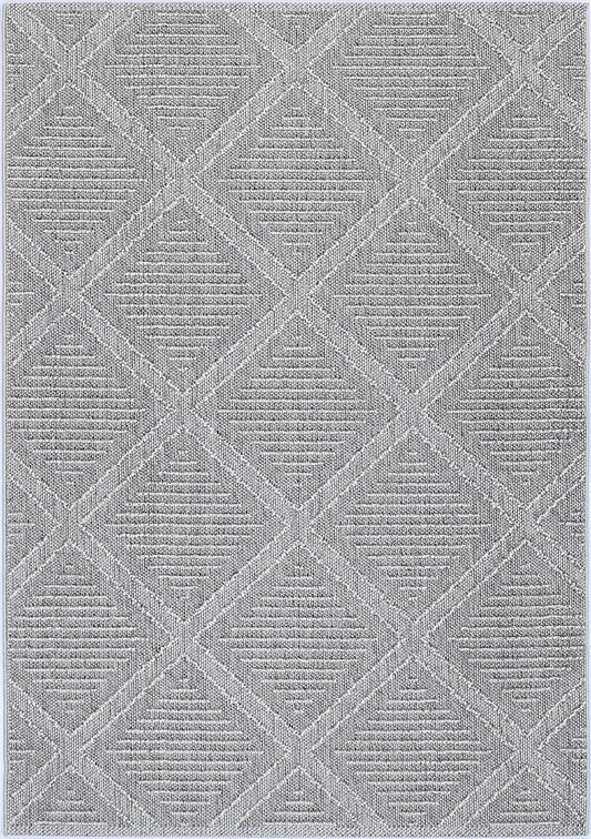 Vanuatu | Vouza Geometric Flatweave Rug - Grey