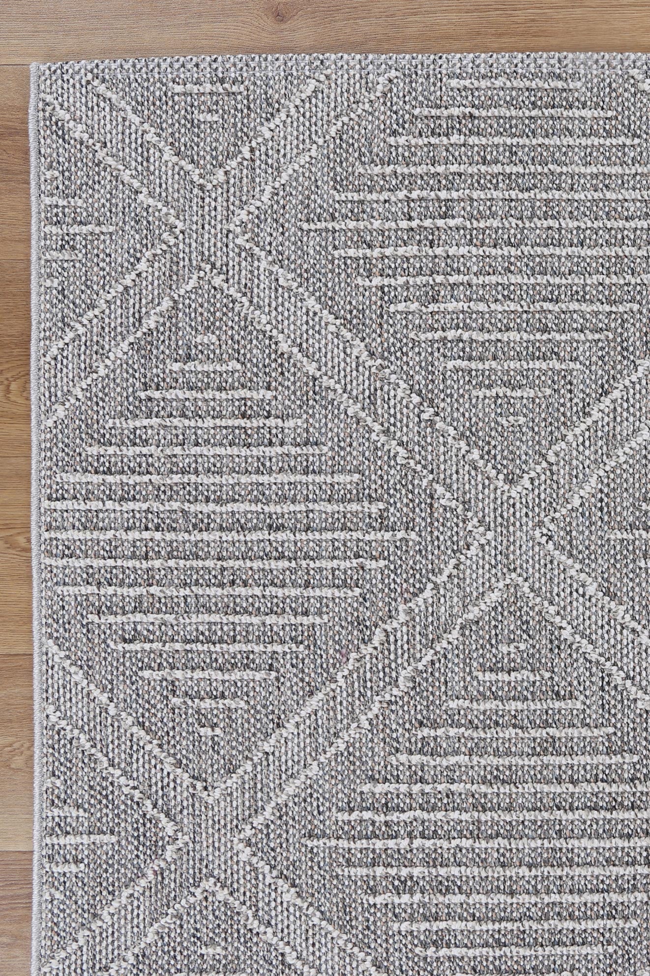 Vanuatu | Vouza Geometric Flatweave Rug - Grey