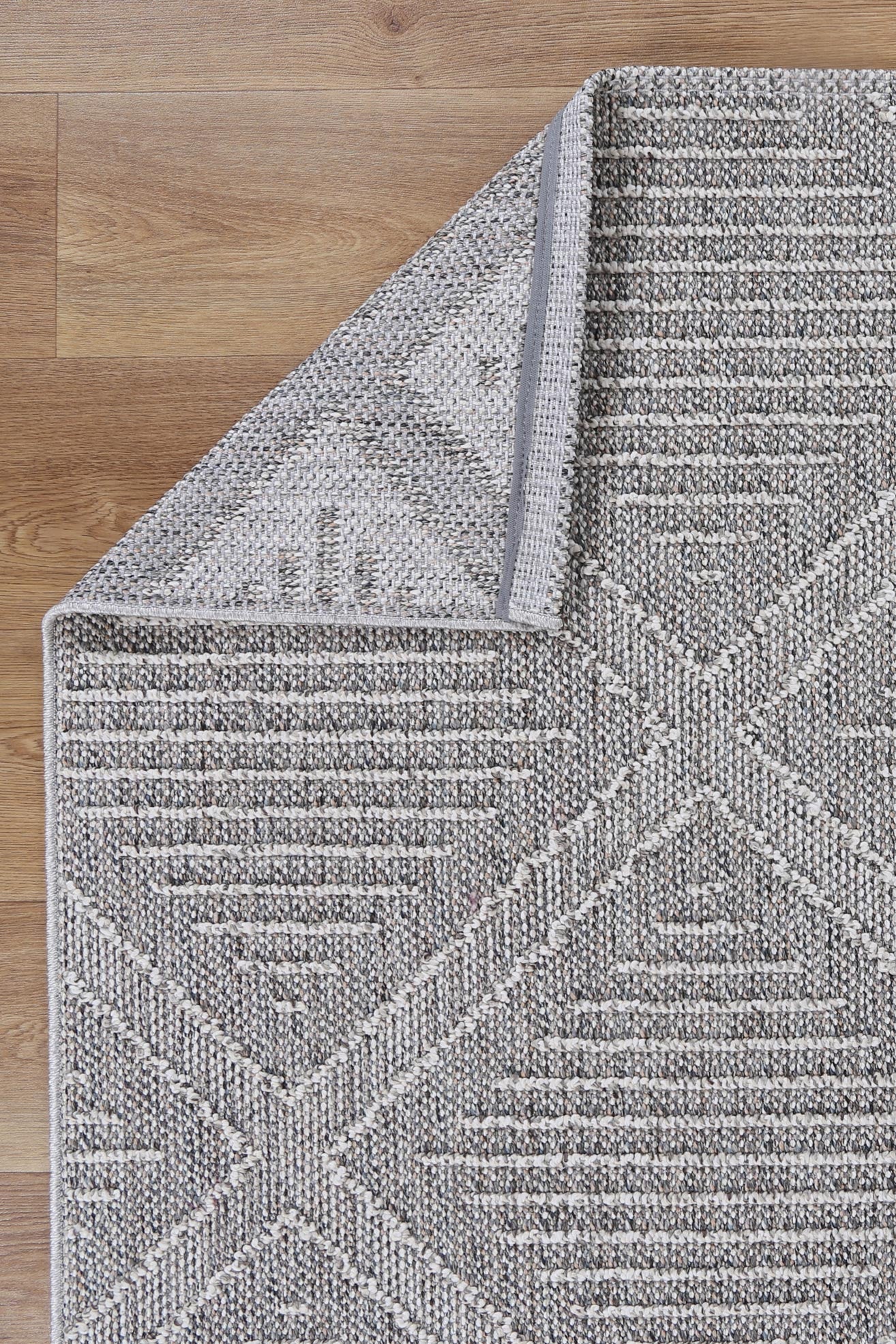 Vanuatu | Vouza Geometric Flatweave Rug - Grey
