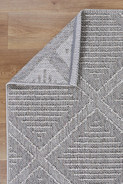 Vanuatu | Vouza Geometric Flatweave Rug - Grey
