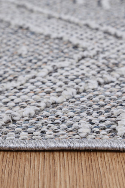 Vanuatu | Vouza Geometric Flatweave Rug - Grey