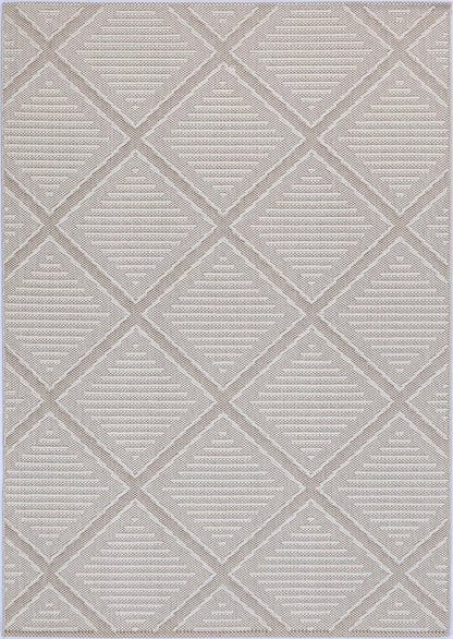 Vanuatu | Kenilorea Geometric Flatweave Rug - Beige