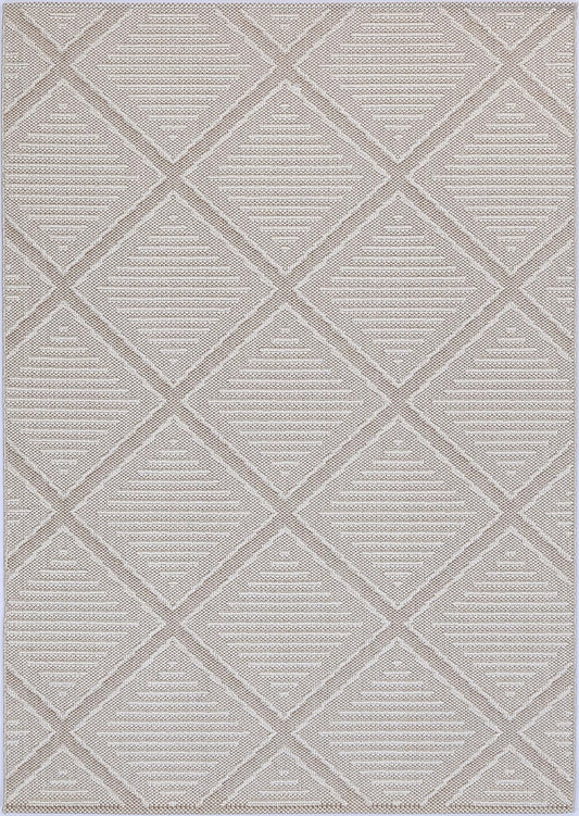 Vanuatu | Kenilorea Geometric Flatweave Rug - Beige