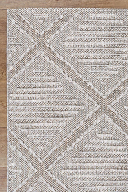 Vanuatu | Kenilorea Geometric Flatweave Rug - Beige