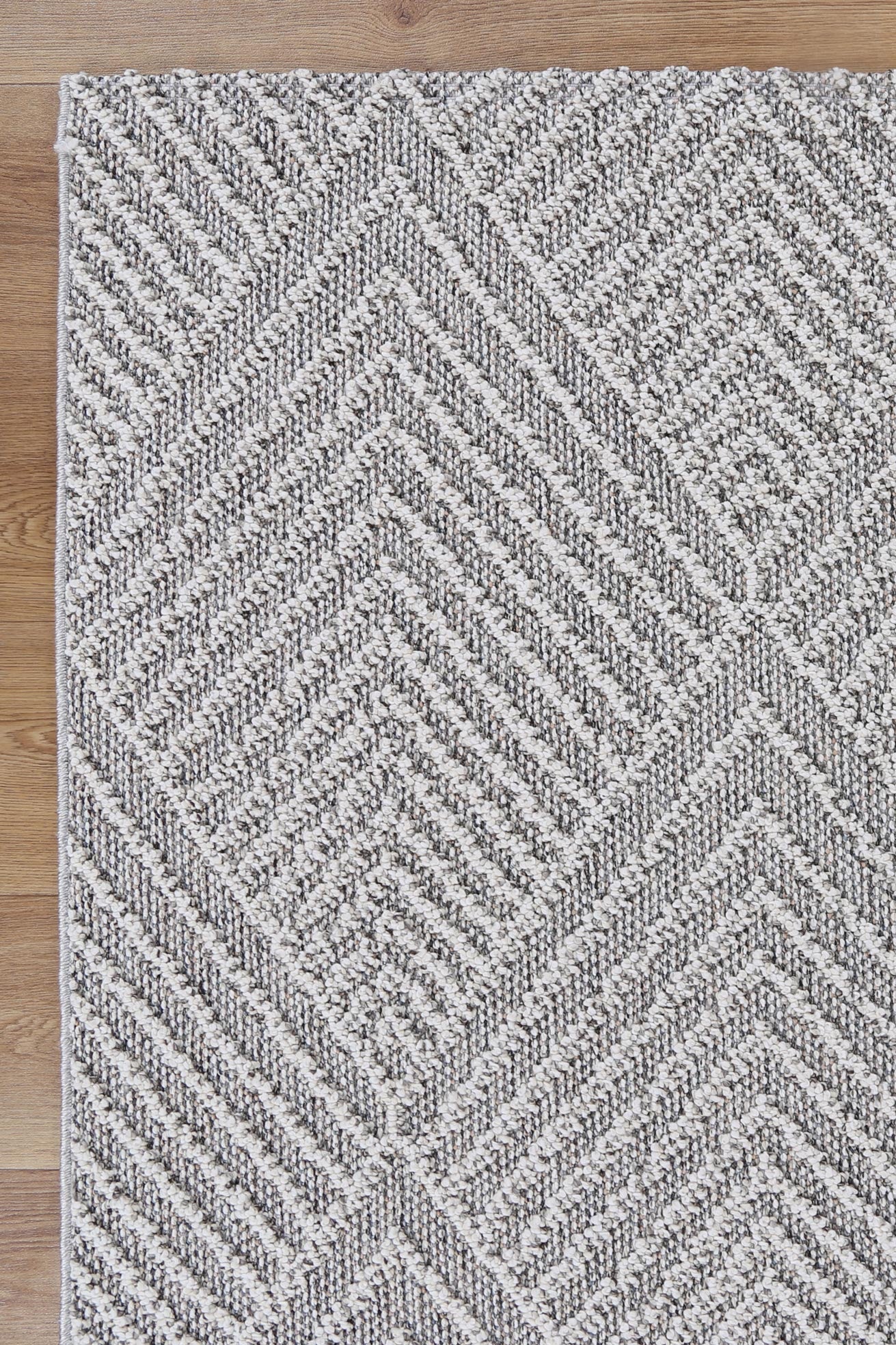 Vanuatu | Kini Geometric Flatweave Rug - Grey