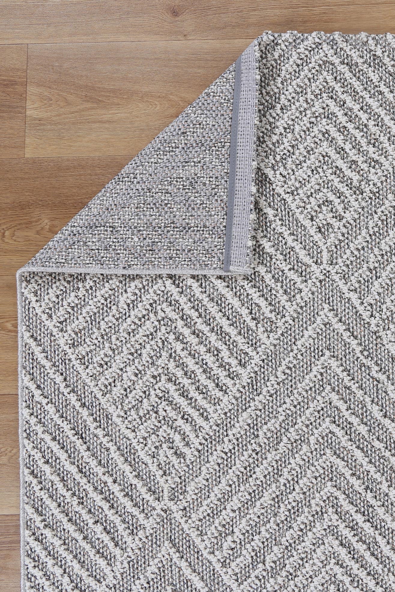 Vanuatu | Kini Geometric Flatweave Rug - Grey