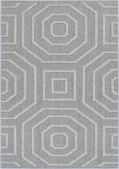 Vanuatu | Suri Geometric Flatweave Rug - Ash Grey