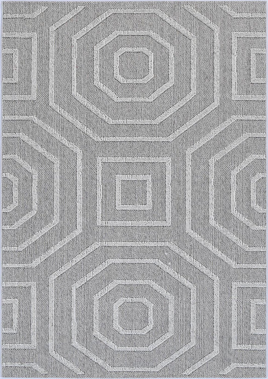 Vanuatu | Suri Geometric Flatweave Rug - Ash Grey