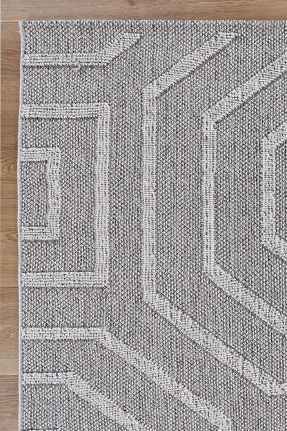 Vanuatu | Suri Geometric Flatweave Rug - Ash Grey