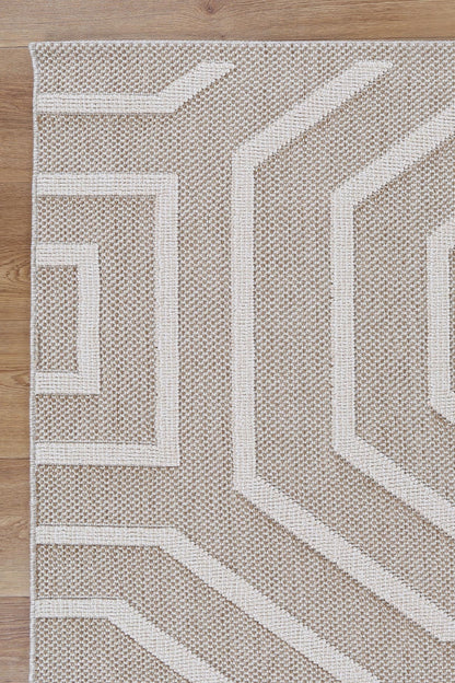 Vanuatu | Lui Geometric Flatweave Rug - Beige