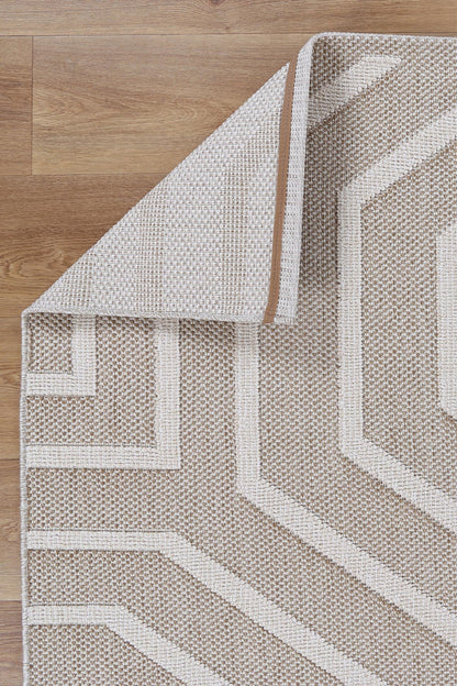 Vanuatu | Lui Geometric Flatweave Rug - Beige