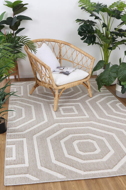 Vanuatu | Lui Geometric Flatweave Rug - Beige