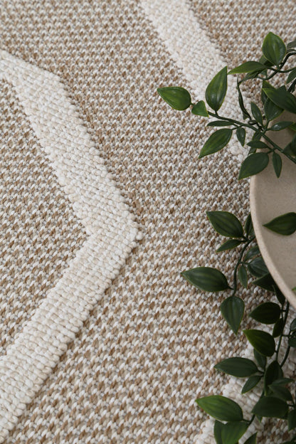 Vanuatu | Lui Geometric Flatweave Rug - Beige