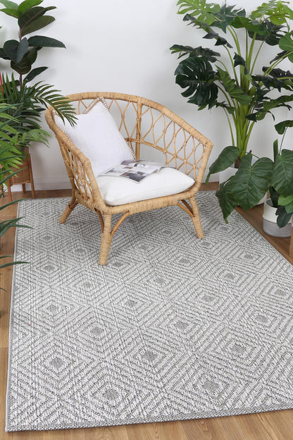 Vanuatu | Walasi Geometric Flatweave Rug - Ash Grey