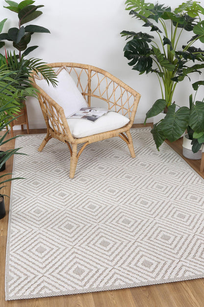 Vanuatu | Wickham Geometric Flatweave Rug - Beige