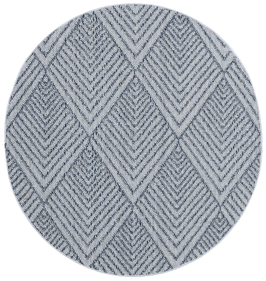 Vanuatu Naka | Geometric Round Flatweave Rug - Charcoal