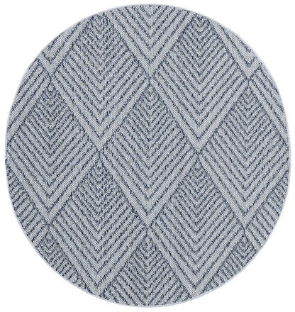 Vanuatu Naka | Geometric Round Flatweave Rug - Charcoal