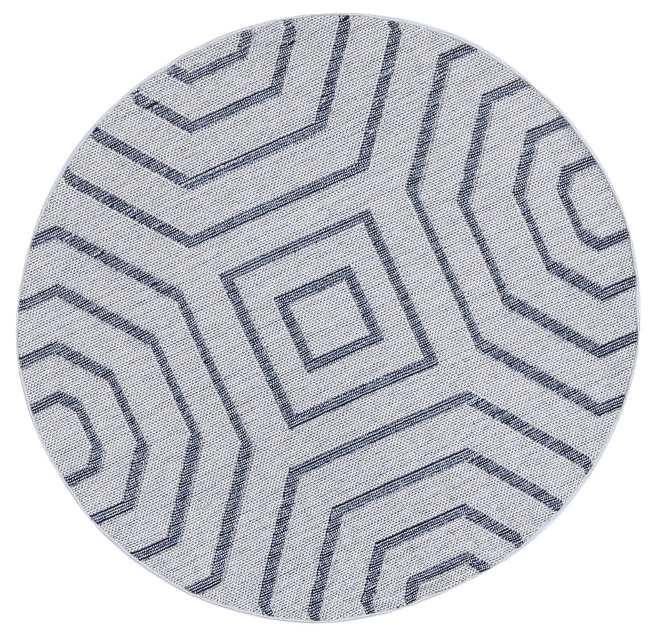 Vanuatu Hale | Geometric Round Flatweave Rug - Charcoal