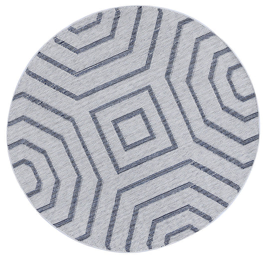 Vanuatu Hale | Geometric Round Flatweave Rug - Charcoal