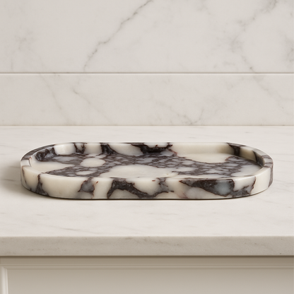 Natural Marble-patterned tray on a marble surface